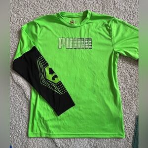 Puma Boys Long Sleeve Sport Performance Dry Cell shirt in neon green